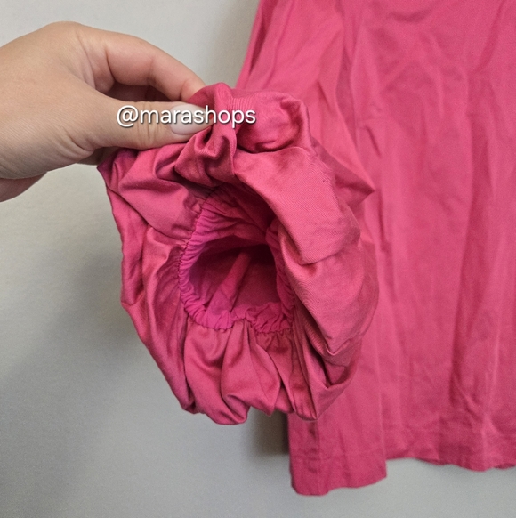 Boden Puff Sleeve Cotton Top Wild Watermelon Pink - Picture 4 of 8